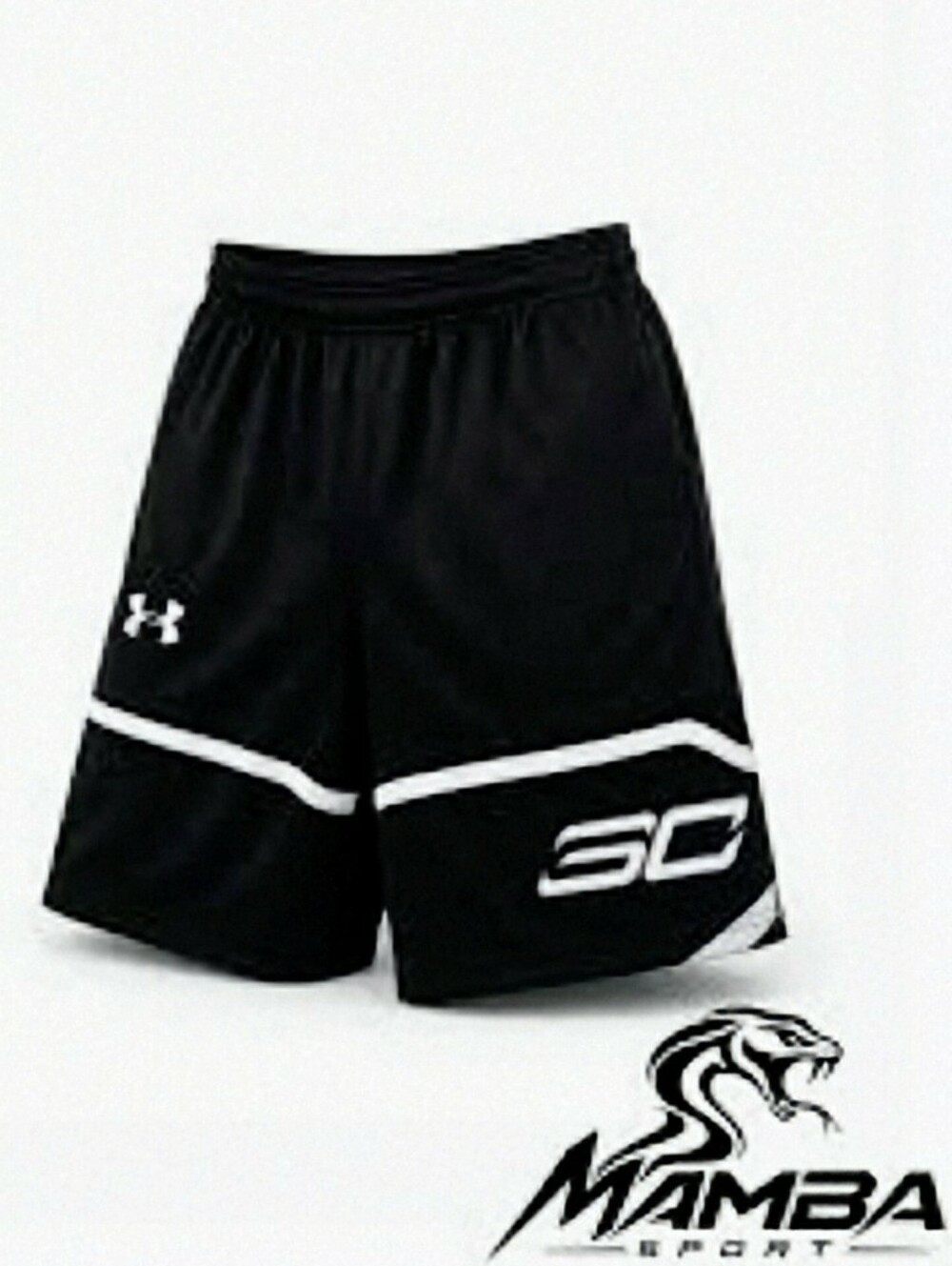 Under Armour Steph Curry 30 Boys Youth Large Black White Basketball Shorts